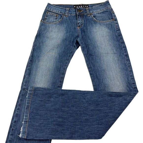 VINTAGE Richmond Women Flare Jeans Blue Washed Denim Pants US 28 Made in Italy - Picture 1 of 14